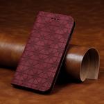 For iPhone 6 Plus Lucky Flowers Embossing Pattern Magnetic Horizontal Flip Leather Case with Holder & Card Slots(Wine Red)