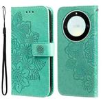 For Honor X9a/X40 5G/Magic5 Lite 7-petal Flowers Embossing Leather Phone Case(Green)