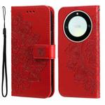 For Honor X9a/X40 5G/Magic5 Lite 7-petal Flowers Embossing Leather Phone Case(Red)