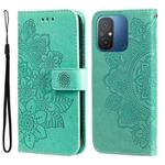 For Xiaomi Redmi 11A 4G/12C 7-petal Flowers Embossing Leather Phone Case(Green)