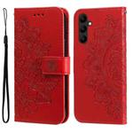 For Samsung Galaxy A24 4G 7-petal Flowers Embossing Leather Phone Case(Red)
