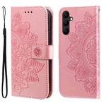 For Samsung Galaxy A24 4G 7-petal Flowers Embossing Leather Phone Case(Rose Gold)