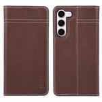 For Samsung Galaxy S23 5G GEBEI Top-grain Horizontal Flip Leather Phone Case(Brown)