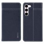 For Samsung Galaxy S23+ 5G GEBEI Top-grain Horizontal Flip Leather Phone Case(Blue)