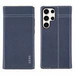 For Samsung Galaxy S23 Ultra 5G GEBEI Top-grain Horizontal Flip Leather Phone Case(Blue)
