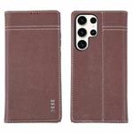 For Samsung Galaxy S23 Ultra 5G GEBEI Top-grain Horizontal Flip Leather Phone Case(Brown)