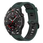 For Huawei Watch GT 3 SE 22mm Two-color Stripe Silicone Watch Band(Olive Green Black)
