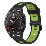 For Huawei Watch GT 3 SE 22mm Two-color Stripe Silicone Watch Band(Black Lime Green)