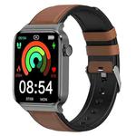 T50 1.85 inch Leather Band IP67 Waterproof Smart Watch Supports Voice Assistant / Health Monitoring(Brown)
