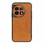 For OnePlus 11 5G Accurate Hole Two-color Calf Texture PU Phone Case(Brown)