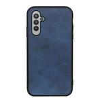 For Samsung Galaxy A24 Accurate Hole Two-color Calf Texture PU Phone Case(Blue)