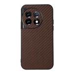 For OnePlus 11 5G Accurate Hole Carbon Fiber Texture PU Phone Case(Brown)