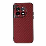 For OnePlus Ace 2 / 11R Accurate Hole Carbon Fiber Texture PU Phone Case(Red)
