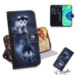 For Xiaomi Redmi Note 9S & Note 9 Pro Max Colored Drawing Horizontal Flip Leather Case with Holder & Card Slot & Wallet(Wolf and Dog)
