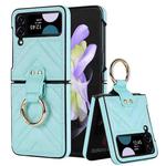For Samsung Galaxy Z Flip4 V-shaped Folding Protective Phone Case with Folding Ring(Blue)