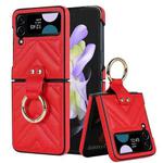 For Samsung Galaxy Z Flip4 V-shaped Folding Protective Phone Case with Folding Ring(Red)