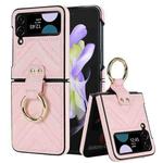 For Samsung Galaxy Z Flip4 V-shaped Folding Protective Phone Case with Folding Ring(Pink)