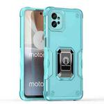 For Motorola Moto G32 Non-slip Shockproof Armor Phone Case with Ring Holder(Mint Green)