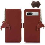 For Google Pixel 7a Genuine Leather Magnetic RFID Leather Phone Case(Coffee)