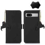 For Google Pixel 7a Genuine Leather Magnetic RFID Leather Phone Case(Black)