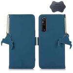 For Sony Xperia 1 V Genuine Leather Magnetic RFID Leather Phone Case(Blue)