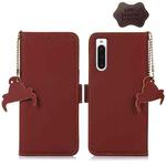 For Sony Xperia 10 V Genuine Leather Magnetic RFID Leather Phone Case(Coffee)
