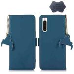 For Sony Xperia 10 V Genuine Leather Magnetic RFID Leather Phone Case(Blue)