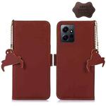 For Xiaomi Redmi Note 12 4G Global Genuine Leather Magnetic RFID Leather Phone Case(Coffee)