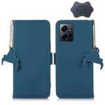 For Xiaomi Redmi Note 12 4G Global Genuine Leather Magnetic RFID Leather Phone Case(Blue)