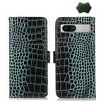 For Google Pixel 7a Crocodile Top Layer Cowhide Leather Phone Case(Green)
