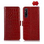 For Sony Xperia 1 V Crocodile Top Layer Cowhide Leather Phone Case(Red)