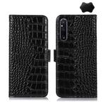 For Sony Xperia 1 V Crocodile Top Layer Cowhide Leather Phone Case(Black)