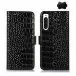 For Sony Xperia 10 V Crocodile Top Layer Cowhide Leather Phone Case(Black)