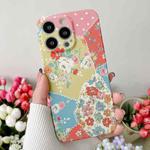 For iPhone 14 Plus Water Sticker Flower Pattern PC Phone Case(Irregular Background Rose)