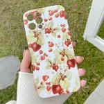 For iPhone 13 Pro Water Sticker Flower Pattern PC Phone Case(Strawberry)