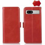 For Google Pixel 7a Crazy Horse Top Layer Cowhide Leather Phone Case(Red)