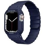 Silicone Integrated Frame Watch Band For Apple Watch Series 8&7 45mm / SE 2&6&SE&5&4 44mm(Midnight Blue)