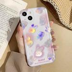 For iPhone 14 Electroplated Keys Space TPU Phone Case(Laser Multiple Rabbit)