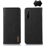 For Sony Xperia 1 V KHAZNEH Nappa Top Layer Cowhide Leather Phone Case(Black)