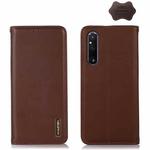 For Sony Xperia 1 V KHAZNEH Nappa Top Layer Cowhide Leather Phone Case(Brown)