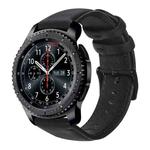 For Samsung Gear S3 Oil Wax Genuine Leather Watch Band(Black)
