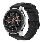 For Samsung Galaxy Watch 46mm Oil Wax Genuine Leather Watch Band(Black)