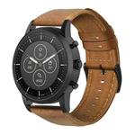 For Fossil Hybrid Smartwatch HR Oil Wax Genuine Leather Watch Band(Yellow Brown)