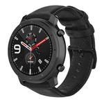 For Amazfit GTR 47mm / Pace / Stratos Oil Wax Genuine Leather Watch Band(Black)