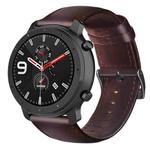 For Amazfit GTR 47mm / Pace / Stratos Oil Wax Genuine Leather Watch Band(Red Brown)
