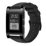 For Pebble Gen 1 Oil Wax Genuine Leather Watch Band(Black)
