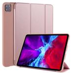 For iPad Pro 11 (2020) 3-folding Horizontal Flip PU Leather + Shockproof Honeycomb TPU Tablet Case with Holder(Rose Gold)