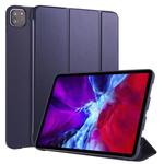 For iPad Pro 11 (2020) 3-folding Horizontal Flip PU Leather + Shockproof Honeycomb TPU Tablet Case with Holder(Dark Blue)