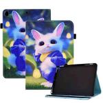 Colored Drawing Stitching Elastic Band Leather Smart Tablet Case For iPad 10.2 2020 / 2019 / 10.5 2019(Cute Rabbit)