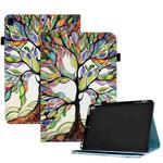 Colored Drawing Stitching Elastic Band Leather Smart Tablet Case For iPad 10.2 2020 / 2019 / 10.5 2019(Life Tree)